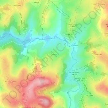 Courotte地形图、海拔、地势