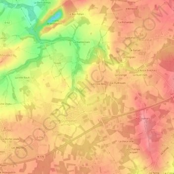 Le Préron地形图、海拔、地势