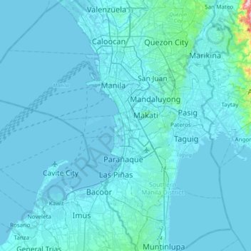 Pasay地形图、海拔、地势
