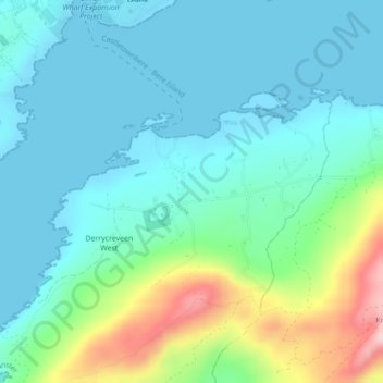 Derrycreveen地形图、海拔、地势