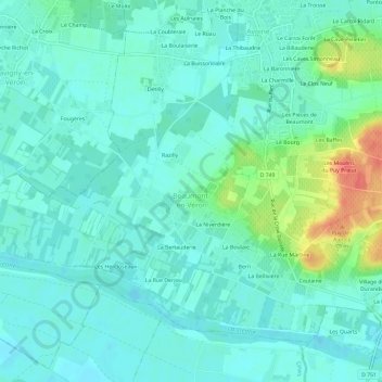 Aux Fièvres les Caves地形图、海拔、地势