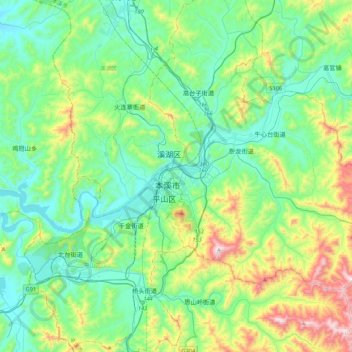 明山区地形图、海拔、地势
