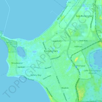 Rockingham地形图、海拔、地势