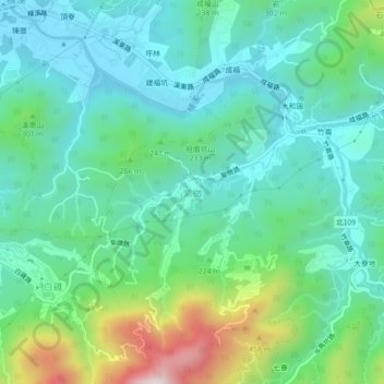 紫微地形图、海拔、地势