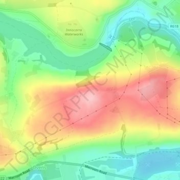 Iniscarra Dam View地形图、海拔、地势