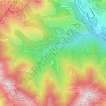 Le Libaret地形图、海拔、地势
