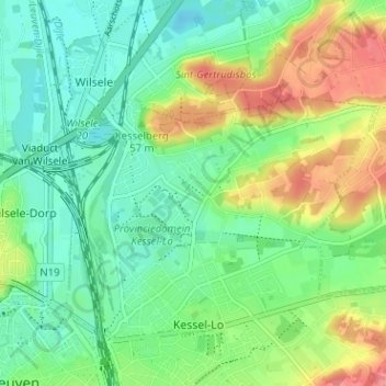 Beneden-Kessel地形图、海拔、地势