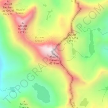Mount Darwin地形图、海拔、地势