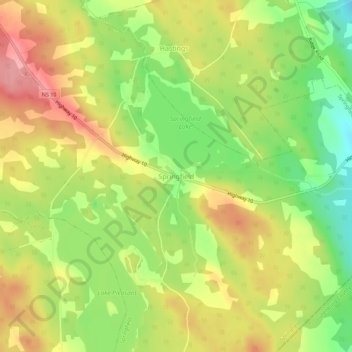 Springfield地形图、海拔、地势