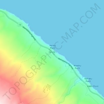 Nīnole地形图、海拔、地势