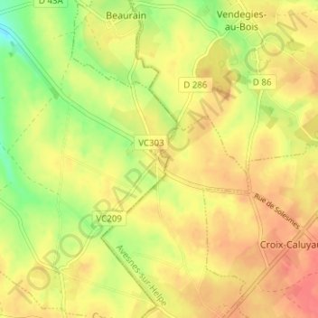 Ovillers地形图、海拔、地势