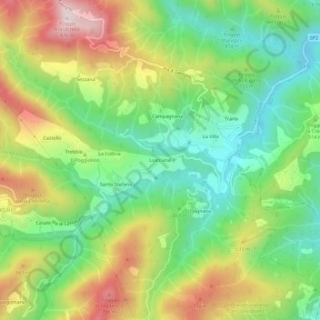 Luicciana地形图、海拔、地势