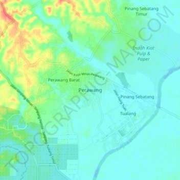 Perawang地形图、海拔、地势
