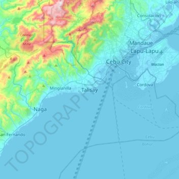 Talisay地形图、海拔、地势