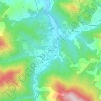 Irabien地形图、海拔、地势