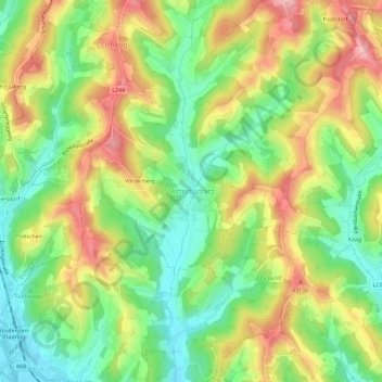 Mitterfladnitz地形图、海拔、地势