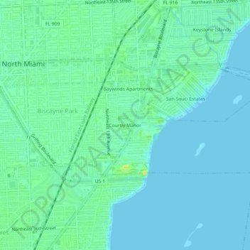 Courtly Manor地形图、海拔、地势