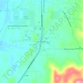 Bonny Brook地形图、海拔、地势