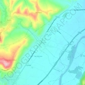 Canove地形图、海拔、地势