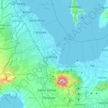 Calamba地形图、海拔、地势