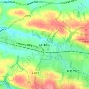 Lamphey地形图、海拔、地势