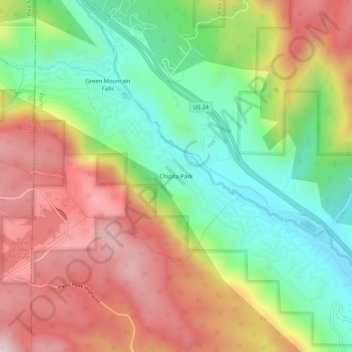 Chipita Park地形图、海拔、地势