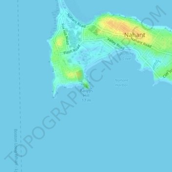 Baileys Hill地形图、海拔、地势