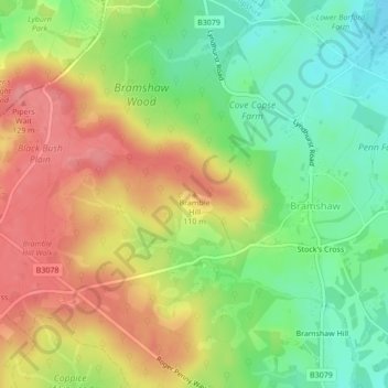 Bramble Hill地形图、海拔、地势