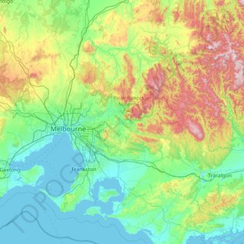Yarra Valley地形图、海拔、地势