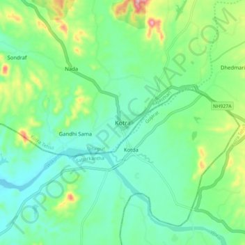 Kotra地形图、海拔、地势