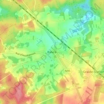 Bièvre地形图、海拔、地势