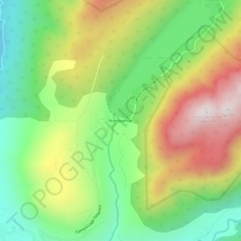Huerquehue地形图、海拔、地势