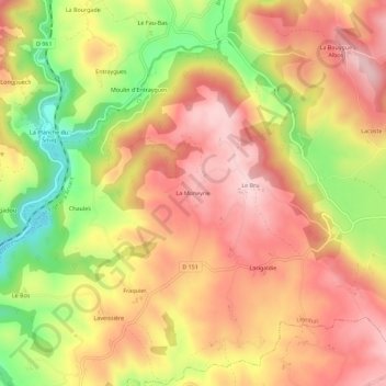 La Moneyrie地形图、海拔、地势