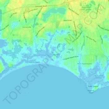 Craigville地形图、海拔、地势