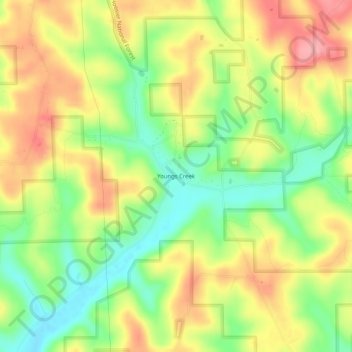 Youngs Creek地形图、海拔、地势