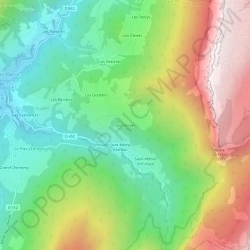 Les Varvats地形图、海拔、地势