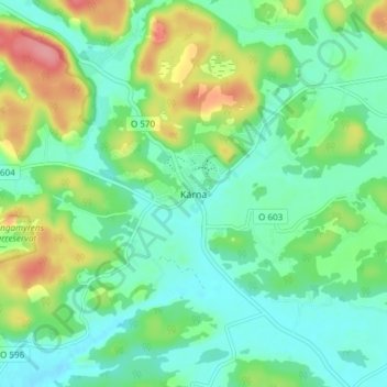 Kärna地形图、海拔、地势