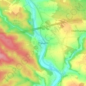 Theuern地形图、海拔、地势