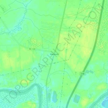 Marlboro地形图、海拔、地势