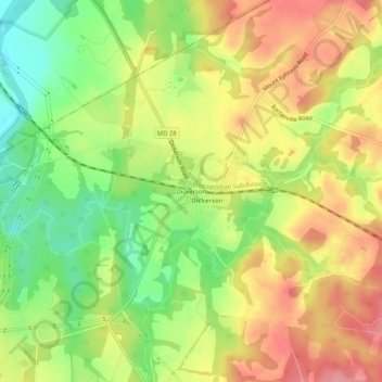Dickerson地形图、海拔、地势