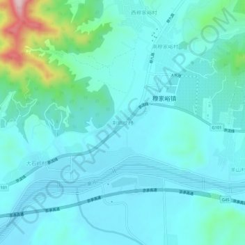 荆稍坟村地形图、海拔、地势