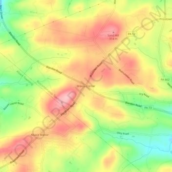 Breezy Corner地形图、海拔、地势