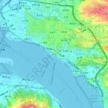 滬尾地形图、海拔、地势