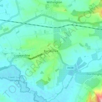 Bartestree地形图、海拔、地势