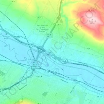 Deerfield地形图、海拔、地势