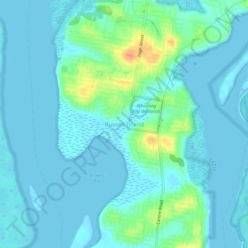 Russell Island地形图、海拔、地势