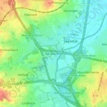 Karoxbostel地形图、海拔、地势