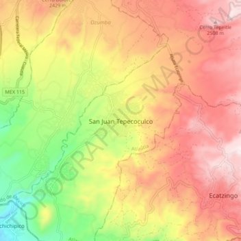 San Juan Tepecoculco地形图、海拔、地势
