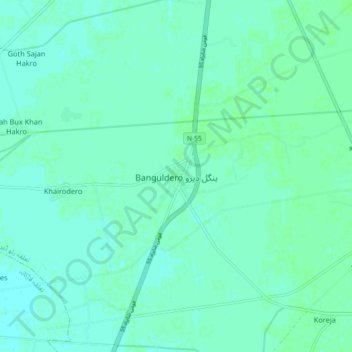 Bangul Dero地形图、海拔、地势