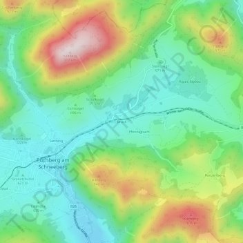 Bruck地形图、海拔、地势
